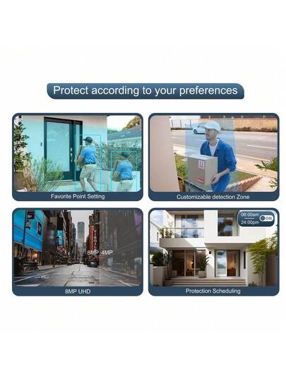 8MP Dual Lens Security Camera, 4K/8MP WiFi Outdoor Cameras Home Security, Supporting Two Way Audio, Slimme Night Vision Motion Detection, 360° Whole Monitoring Via App Vision, Moving Object Tracking, Intercom, Multi Sharing, Real Time Alarm view 8