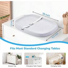 Baby Changing Pad Portable Waterproof Soft PU Pad For Babies Changing Table Lightweight Nappy Change Mat Soft Change Mat Cover Wipeable Changing Pad With Removable Safety Strap Gray