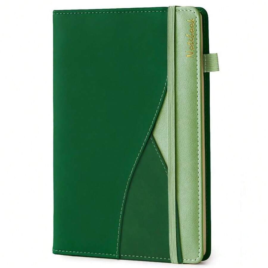Lined Journal For Women, Medium A5 College Ruled Green Notebook, 188 NFUmberssed Pages Work Notebook With Pocket, 100GSM Thick Paper, Hardcover Vegan Leather Journal For Men Schoolsss Office{Inchsize_nameinch:InchA5inch,Inchcolor_nameinch:InchGreeninch} - Green - 查看 1