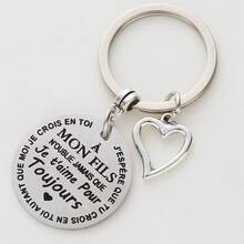 Street French To My Son Daughter I Love You Forever Inspirational Keychain, Best Idea For Son Daughter Stocking Stuff S Valentine's Day Car Accessories Bag Charm Backpack For School Letter Cute Goth Y2k Halloween Accessories Teachers Day Christmas Gift Ideas Bag Accessories Lanyards With Id Holder Car Accessories Bag Charms Car Accessories Friend Sister - Silver - View 4