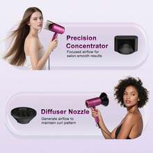 Secador de Pelo Profesional 1800W Plegable-Tecnología de Iones Negativos Sin Frizz, Difusor y Concentrador Incluidos, Secado Rápido para Cabello Rizado/Straight, Compacto y Silencioso, Ideal para Viaje -Profesional de salón - 1 - Ver 3