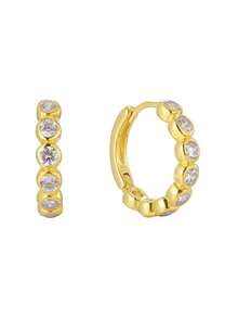 Artepollo 925 Sterling Silver Zirconia Earrings For Women, 14K Gold Plated Earrings, Hypoallergenic, Fade Resistant, Lightweight, Daily Jewelry, Gift Box Packaging, Gift