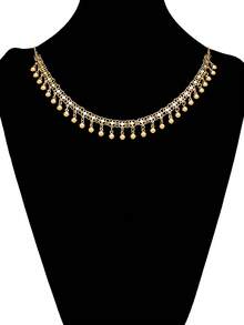 1件時尚小金球流蘇吊墜銅質珠寶項鍊,適合女孩和女性日常穿戴