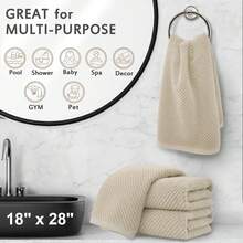 Juego de 4 toallas de mano para baño - Grandes 18x28 |  % algodón |   Gruesas |   Secado rápido |   Suaves, toallas de mano para baño, artículos esenciales para dormitorio universitario, beige - Morado - Ver 5