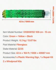 Red de cerca eléctrica , 42" de alto x 164' de largo, cerca de red de polietileno con postes y estacas de doble punta, malla portátil de uso general para cabras, ovejas, corderos, ciervos, cerdos, perros, utilizada en patios traseros, granjas y ranchos - 42 pulgadas - Ver 7