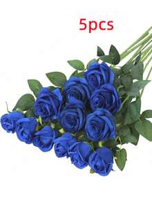 1/5/10/12/20 bông hoa hồng giả màu xanh hải quân 20 inch, hoa hồng giả cao cấp, thích hợp trang trí nhà cửa, phòng ngủ, bàn tiệc, đám cưới, bó hoa cô dâu, hoa cài áo, cắm hoa. - Màu xanh lam - Xem 12