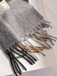 100% Wool Plaid Scarf, Versatile Warm Shawl Wrap, British Style, Winter - Black, Gray, Khaki - View 5