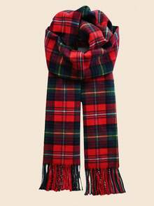 New Winter Couple's Knitted Plaid Striped Double-Sided Tassel Warm Scarf, Versatile For Boyfriend/Girlfriend, Teachers, Students, Birthday Gifts, Long Thick Neck Warmer, Casual & Elegant - Multicolor - View 4