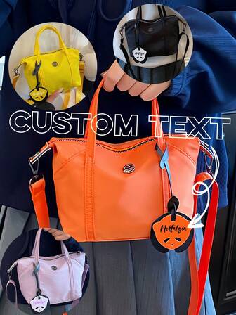 Bolso de mujer personalizado tipo dumpling con colgante, bolso de hombro, de mano, con asa y bandolera con nombre/texto personalizado, adecuado para la escuela, viajes, trabajo y uso diario - un regalo ideal para mujeres y estudiantes