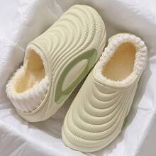 Herren Hausschuhe, lässiger Sportsstil Slip-On Hausschuhe, runde Zehenpartie, wasserwellen-gemusterter EVA rutschfester Dicksohle Kontrastfarbene Pantoffeln, Fußgewölbe-Stützdesign - stoßabsorbierende weiche EVA-Sohle, einfach zu reinigen durch Trocknen oder Handwäsche, direktes Sonnenlicht vermeiden, geeignet für Innenbereich Schlafzimmer Wohnzimmer Alltagsnutzung/Outdoor Schnee Wandern Lässig, Weihnachten Thanksgiving Geschenk - Hellgrün - Übersicht 10