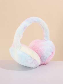 1pc Kids Colorful Tie-Dye Plush Earmuffs, Windproof & Warm, Cute For Outdoor & Daily Use - Multicolor - View 9