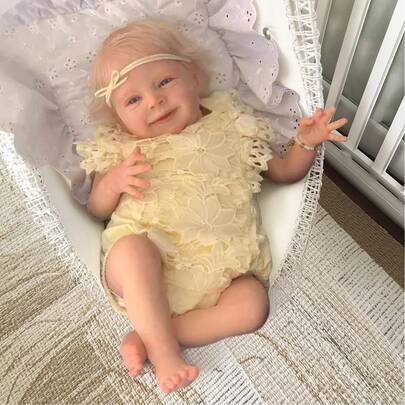 NPK 19英寸新生儿娃娃 重生娃娃 真实尺寸 手工制作 3D皮肤 植入式金发 可见血管 女孩娃娃