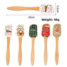 New Christmas Tree Silicone Scraper With Wooden Handle, Cream Spatula, Christmas Scraper, Butter Mixer, Baking Scraper Tool - Multicolor - View 5