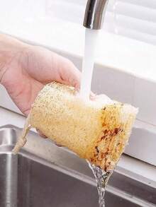 1pc Loofah Silk Gourd Broken Cloth, Brush Pot, Brush Bowl, Household Kitchen Cleaning Cloth, Natural Silk Gourd Broken - Multicolor - View 3