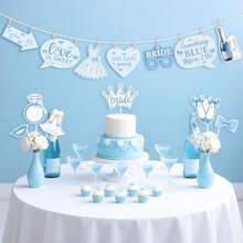 QY- Kreatwow Something Blue Before I Do Bridal Shower Decoration 24Pcs Blue Bow Bridal Shower Photo Props Decoration Ring Champagne Love Is Sweet Photography Decor For Bow Bachelorette Wedding -6459 - 如圖 - 查看 2