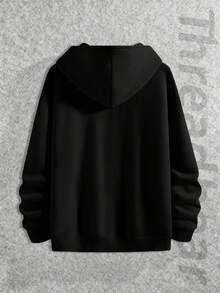 Fun Joke 67 Number Meme Hoodie, Geometric Number 67 Print, Men's Hooded Hoodie (300g Polyester Fiber), Fashionable Long Sleeved Sweatshirt, Comfortable And Warm, Autumn And Winter Casual Loose Hoodie, The Best Gift For Friends Or Family - 黑色 - 查看 2