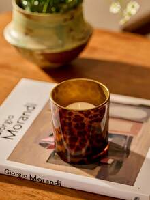 香薰蜡烛杯，复古豹纹杯形烛台，玻璃茶蜡烛台，浪漫烛光餐桌装饰，派对装饰，适用于所有浪漫场合，如浴室、卧室、餐厅等。 - 寶紋8*9cm - 查看 3