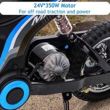 Moto eléctrica todoterreno de 24 V y 350 W para niños: 3 modos de velocidad, velocidad máxima de 23 km/h, motocicleta segura con certificación ASTM y suspensión antichoque, el mejor regalo para niños y niñas. - Azul 9 - Ver 6