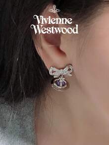 Vivienne Westwood Octavie吊坠耳环，休闲优雅简约女士垂坠耳环 - 銀色 - 查看 3