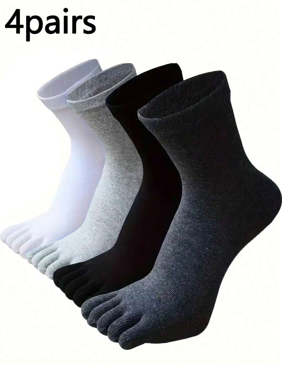 1/4 đôi tất nam năm ngón thoáng khí, tất thể thao dài đến bắp chân theo mùa, màu đen, trắng, xám. - Nhiều màu - Xem 1