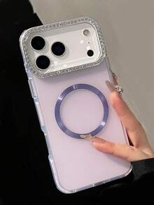 Luxury Rhinestone Magnetic Phone Case, Compatible With IPhone 17 Pro Max, 17, 16, 15, 14, 13 Pro Max, 16, 15, 14 Plus, Supports Wireless Charging, Protects Back Cover - Mauve Purple - View 3