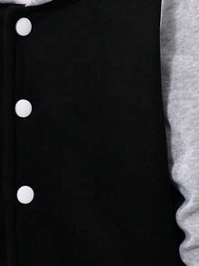 男童卡通印花棒球夹克和裤子套装 - 黑色 - 查看 4