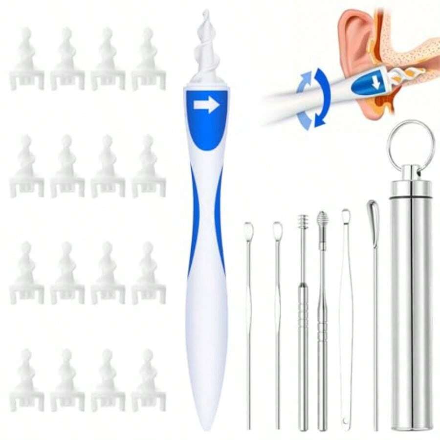 GSYY Ear  Removal 7 In 1 Ear Removal Kit With 16 Washable And Fble Replacement Soft Silicone Heads For Effective Eaing 7 Types Of Ear  Remover Tools Designed For  And Rough Ear Canal Care In He And Travel Use - Màu be - Xem 1