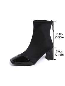 Giày bốt cổ ngắn kiểu Hàn Quốc thời trang và thanh lịch dành cho nữ, cao gót, hàng mới về mùa Thu/Đông 2025, gót dày. - màu đen - Xem 6