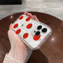 Tomato Polka Dot Phone Case Suitable For Apple  11/12/13/14/15,  16/15/14/13/12/11 Pro Max XS/XR/X/7/8/Plus - Shockproof Soft TPU Back Cover ~ Three-Dimensional Wave-Transparent-Rolling Tomato 519WC,Suitable For  17 Air - 無色 - 查看 5
