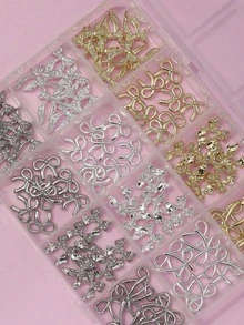 96件/盒 金银欧美风蝴蝶美甲装饰金属丝带闪亮美甲水钻简约3D多功能美甲饰品Y2K金属美甲配件美甲沙龙艺术装饰美甲闪光金属钻石美甲宝石美甲用品美甲饰品假指甲装饰配件 - 彩色 - 查看 7