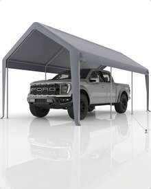 Techigher Carport Replacement Canopy Cover, Garage Tent Shelter Tarp, Heavy-Duty Waterproof & UV Protected, Easy Installation (Frame Not Included) - Grey - View 8