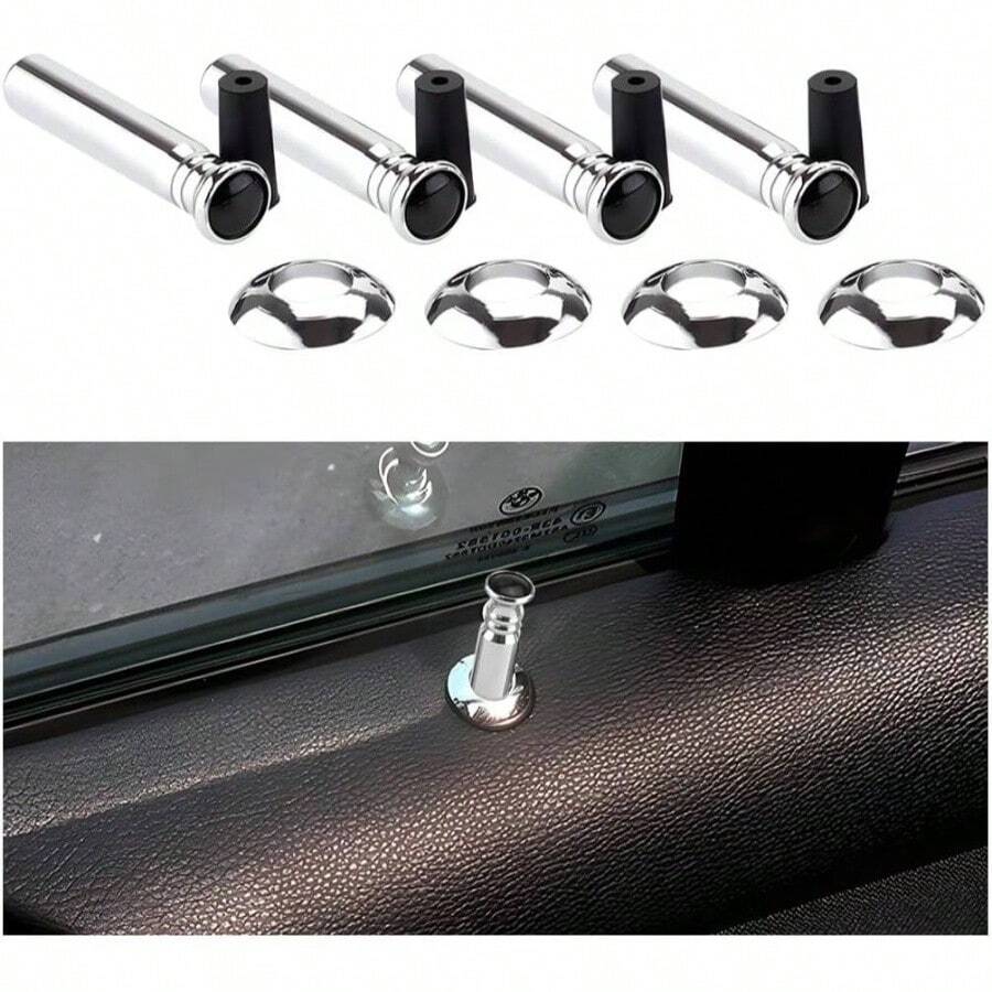 Car Door Lock Knobs, 4PCS Vehicle Inner Door Lift Bolt Lock Pull Pin Covers Rear Front, Automotive Interior Decorative Modification Accessories, Universal Truck SUV Sedan - Initial - View 1