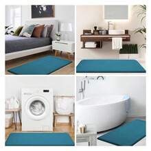 Memory Foam Bath Mat 24x16, Extra Soft And Absorbent Bathroom Mats, Non Slip Washable Carpet For Floor, Shower And Tub, Peacock Blue - 多色42 - 查看 7