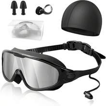 Gafas de Natación, Goggles Antiniebla UV para Adultos, con Protección UV Lentes, Gorro de Natación, Auriculares, Clips para la Nariz y Caja - Pago - Ver 8