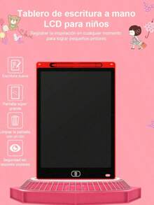 Pizarrón Mágico 8.5″ Pulgadas LCD Borrable Pizarra mágica LCD de 12 pulgadas para dibujo y escritura, pizarra para escritura a mano LCD de 8.5 pulgadas, pizarra electrónica con energía solar, pizarra de dibujo inteligente para niños con trazos de color brillantes y gruesos, fabricante directo de pizarras para niños con funciones de escritura, pintura, coloración y borrado con tiza de agua, diseñada con personajes animados y multifuncional para uso doméstico en arte de garabatos. Tablero de copia A5/A4 y tablero de dibujo 4K y almohadilla de luz LED para copiar, dibujar y practicar la escritura con soporte para niños, función de borrado inteligente, aprendizaje familiar, regalo perfecto para cumpleaños y sorpresa de Navidad. - Rojo - Ver 7