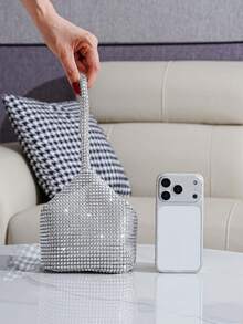 Fashionable & Elegant Rhinestone Decorated Evening Handbag - Silver - View 6