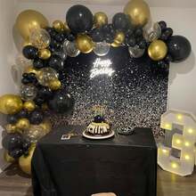 25/50pcs Black And Gold Balloon Set, Includes Metallic Balloons And Latex Balloons, As Well As Gold Sequin Balloons - Foil Sequin Balloons, Elegant And Stylish, Perfect For Weddings, Birthdays, Engagements, Graduations, Valentine's Day, Baby Showers, Bachelorette Parties And Indoor Or Outdoor Party Decorations, Balloon Arches Or Garland Arrangements. - Multicolor - View 5