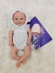 Smiling Pose 13 Inch Vivienne Lovely Newborn Baby Girl Can Open Mouth Bathable Full Body Silicone Lifelike Reborn Doll For Children Christmas/Birthday Gift - Búp bê silicon - Xem 11