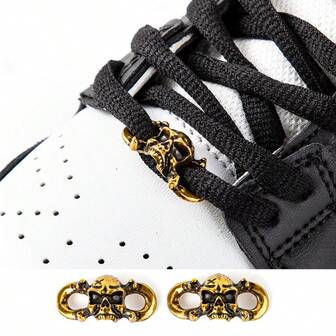 1 par de hebillas de cordones de zapatos con calavera vintage oscura, accesorio de calzado de nicho