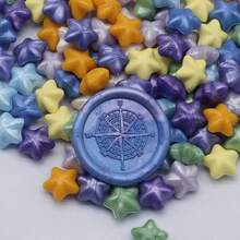 100 件彩色星形封蜡珠，蜡印封蜡珠适用于 DIY 装饰信封、结婚请柬、卡片、明信片、礼品包装、工艺品、剪贴簿 - 彩色 - 查看 24