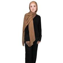 Modal Cotton Hijab Scarf For Women With Undercap Set,Brown - Brown - View 4