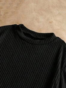 Camiseta de punto acanalado de hombre, para el verano y el otoño - Negro - Ver 3