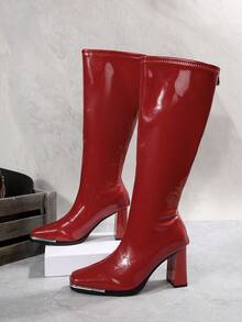 Westlicher Stil Plateau-Absatz Quadratische Zehenkappe Stiefeletten, Neue Herbst/Winter Cowboystiefel, Knöchelhoch, Slim Fit Britischer Stil Stiefel