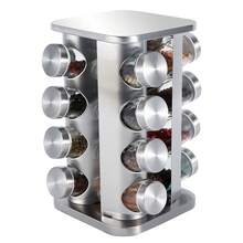 Stainless Steel Rotating Spice & Herb Rack Including Glass Jars, Carousel Organizer For Kitchen Spice And Herbs - 4 Layers - 16 Seasoning Jars - View 11