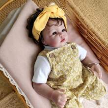 Muñeca Reborn Luca de 20 pulgadas, hecha a mano con vinilo realista, ojos abiertos, Body de tela, cabello implantado, juguete de colección y compañía, regalo de cumpleaños o Navidad (incluye chupete, biberón y pañal de estilo/color aleatorio) - Amarillo - Ver 6