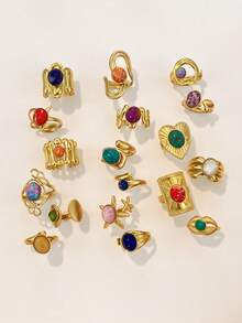 Assorted Women's Engagement Rings, Luxury Sweet Turquoise Decorated Rings For Engagement, Wedding, Party, Jewelry, Valentine's Day, Birthday Gift