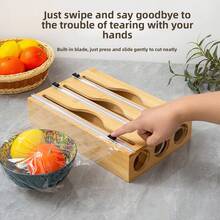 Plastic Wrap Dispenser With Cutter, Wooden Food Wrap Storage Box, Bamboo Food Container, Kitchen Drawer Organizer, Plastic Wrap Cutter, Parchment Paper, Baking Paper