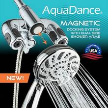 Aquadance High Pressure 156 Setting 14 Zone Shower Head & Handheld 3-Way Combo System - Magnetic Docking, 314 Power Jets, Dual Adjustable Arms, 6 Ft. Metal Hose, All Chrome Finish, Top American Brand - Chrome - Xem 3