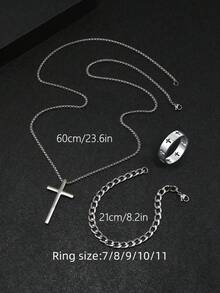 Fashion Hiphop Minimalist Necklace Bracelet Ring Set, Men's Jewelry Suitable For Parties And Daily Accessories - Multicolor - View 24