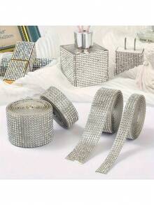 1 Roll, 91cm,Multiple Sizes DIY White Rhinestone Ribbon Sparkling Embellishments, Artwork, Automotive, Festive, Party Decorations. - Multicolor - View 2